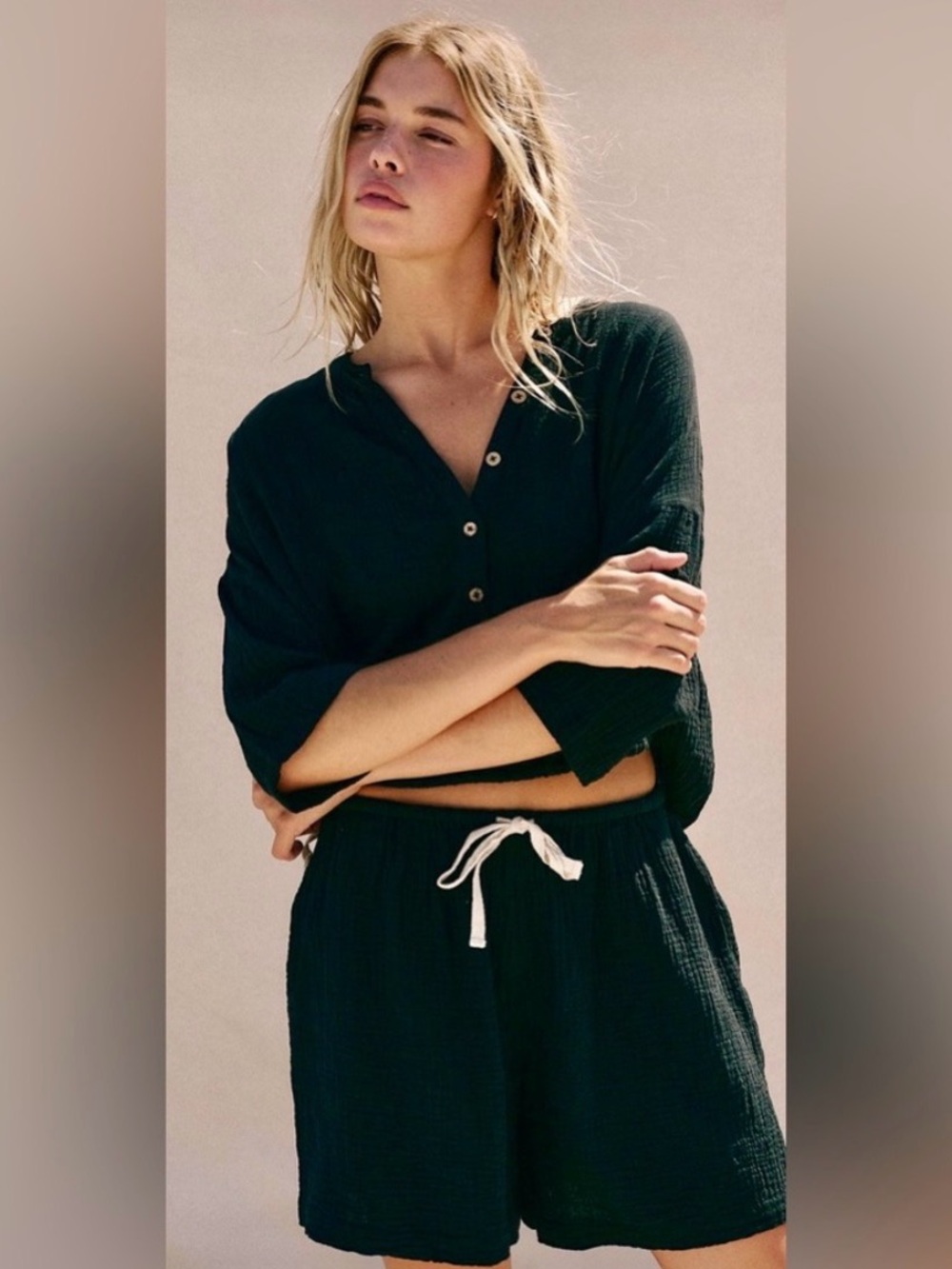 NWT FREE PEOPLE FREE EST CYRUS SHORTS SET BLACK
